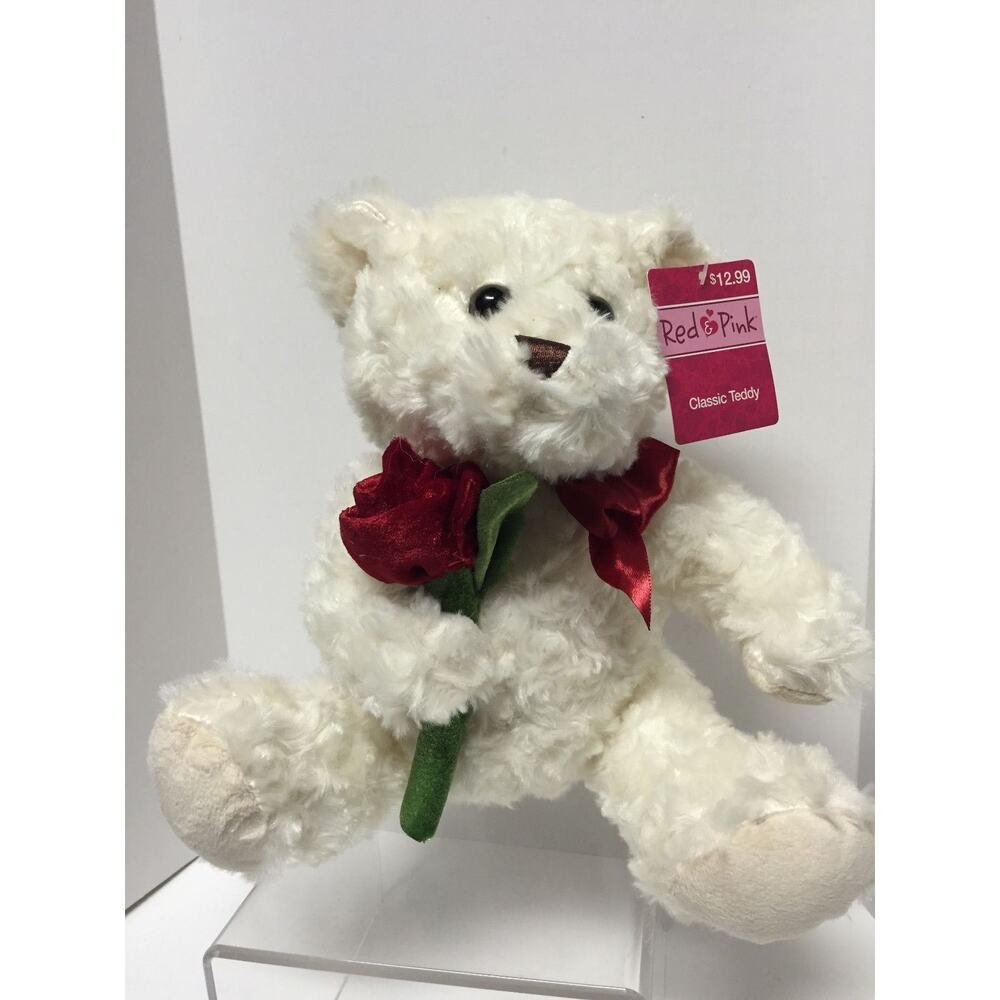 Red & Pink - Keepsake Memories Classic White Teddy Plush 12" - Valentine